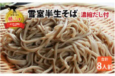 雪室半生そば 8人前（100g/1人前×8個セット） 濃縮だし付 [A-077006]