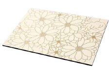 伝統工芸品★食事がリッチになる『越前漆器  花柄ランチョンマット１枚』白金 [B-00817a]