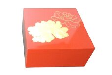 かわいい越前漆器『小箱  金箔牡丹 1個』 朱 [B-00813b]