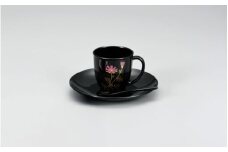越前漆器★伝統の洗練された美しさ『コスモス珈琲カップ＆ソーサ』  [C-00810b]