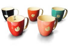 越前漆器★カラフルでかわいい『マグカップねこ１個（５色）』 ブルー [A-00811d]