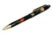 蒔絵が高級感光る『越前漆器 手書き蒔絵ボールペン』 紅白つばき  [C-00812c]