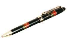 蒔絵が高級感光る『越前漆器 手書き蒔絵ボールペン』 赤つばき [C-00812f]
