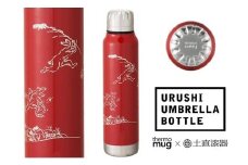 【伝統工芸品】thermo mug×越前漆器『うるしアンブレラボトル 鳥獣戯画 朱』［B-04809b］