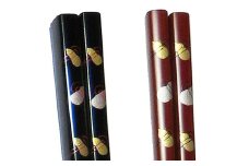 伝統工芸職人の技『越前漆器☆塗り箸（蒔絵入り）』 六瓢箪　朱 [B-07603b]