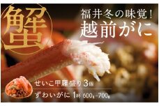 【先行予約！9月30日までの特別価格！！】【選べる個数！産地直送】福井冬の味覚！越前がに（ずわいがに活 1杯）600～700g ＆ せいこ甲羅盛り3個   [H-00914] / せいこ セイコガニ ズワイガニ ズワイ蟹 ずわい蟹 剥き身 脚 爪 脚 かにしゃぶ カニ鍋 蟹 お歳暮