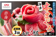 【定期便】【3ヶ月連続お届け】 刺身用！本マグロ 赤身（柵どり）1kg × 3回 【最新の冷凍技術】[I-11005]