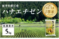 【令和7年産新米！】【2025年9月中旬以降 順次発送予定】福井県産 おしどり米 ハナエチゼン 5kg  [B-00539] / ハナエチゼン 有機栽培 白米 新米 白米 精米 ご飯 コメ ごはん ライス 産地直送 鯖江市