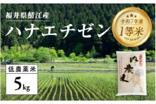【令和7年産新米！】【2025年9月中旬以降 順次発送予定】福井県産 内農米ハナエチゼン 5kg ［B-00543］ / ハナエチゼン 減農薬米 有機栽培 白米 新米 白米 精米 ご飯 コメ ごはん ライス 産地直送 鯖江市