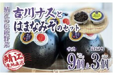 期間限定　吉川ナス（中サイズ）9個 &「吉川ナスはまなみそ」3個セット[B-05903] /丸ナス 茄子 なす ナス おかず味噌 お酒のおつまみ 伝統野菜 味噌