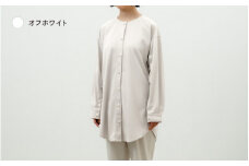 クルーネックチュニックシャツ オフホワイト M-L /クルーネック チュニックシャツ シャツ 体型カバー シニアファッション 吸汗速乾 keamu 福井県鯖江市 [E-12301]