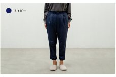 テーパードクロップドパンツ ネイビー L /シニアファッション レディースパンツ 大人コーデ 楽ちん 吸汗速乾 カラーパンツ 福井県鯖江市 [D-12302]