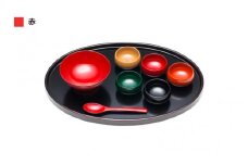 【名入れ可】こどもしっき 彩ベビー食器ギフトセット 赤 全８点入り [E-04002a]