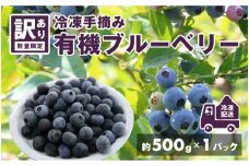 ＜選べる内容量＞【訳あり】令和7年産〈冷凍〉手摘み有機ブルーベリー500g（500g × 1パック）[A-11305] /農薬不使用 無農薬 冷凍ブルーベリー 加工用 スムージー スーパーフード 訳あり国産 500g 1kg 福井県鯖江市 ふるさと納税