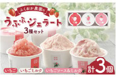 ふくおか農園の３種類のうふふジェラート 3個入り（各1個）[A-06701] /イチゴ 苺 いちご ジェラート アイス アイスクリーム シャーベット ミルク 牧場 お取り寄せスイーツ お土産 手土産 アイスギフト 福井県鯖江市