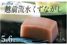 御菓子司大黒屋の季節の御菓子／夏の清涼感　越前流水くず流し（5種・6本入り）[A-04507] / お菓子 くず流し 小豆 あんこ 抹茶 みるく いちご 黒糖 和菓子 茶道 茶会 福井県鯖江市