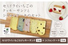 セミドライいちごのクッキーサンドとシフォンケーキのセット［B-13804］/ クッキーサンド シフォンケーキ いちご 米粉 クッキー おやつ ギフトセット 農家 福井県鯖江市