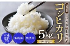 【先行予約】【令和7年産 新米】特別栽培米 コシヒカリ 5kg 無洗米 低農薬 《食味値85点以上！こだわり極上無洗米》 / 福井県 あわら 北陸 米 お米 人気 高品質 鮮度抜群 新米 ※2025年9月上旬より順次発送 [aw032-a008]