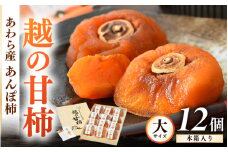 【先行予約】あんぽ柿「越の甘柿」12個 木箱入り《美味しさにこだわった自信作！》／あわら産 高級 干し柿 つるし柿 和菓子 お茶うけ お菓子 スイーツ お取り寄せ 大賞 受賞 【2025年11月中旬より順次発送】 [aw012-a024]