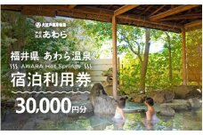 あわら温泉 宿泊利用券 30,000円分 ／ 宿泊券 旅館 チケット 観光 旅行 源泉 大浴場 露天風呂 福井県 あわら市 カニ 蟹 観光地 旅行券 国内旅行 旅行券 宿泊券 ゴルフ 国内 [aw013-j012]