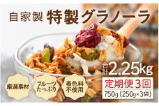 ＜定期便3回＞ 無添加 フルーツグラノーラ 250g×3袋 750g（計2.25kg）自家製 フルーツグラノーラ ／ 着色料不使用 オーガニック 果物 ドライフルーツ オートミール ヨーグルト 牛乳 シリアル 朝食 グルメ お取り寄せ ギフト 国産 ドライフルーツ ミックス クランベリー レーズン ナッツ きび砂糖 小分け グラノラ [aw051-c001]