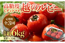 【先行予約】《定期便3回》高糖度 ミディトマト 越のルビー 約2kg 10パック（計約6kg）／ 福井県産 ブランドトマト 中玉 農家直送  野菜 フルーツ並み 甘い 有機肥料 低農薬 サラダ ※2025年9月中旬より順次発送 [aw069-c001]