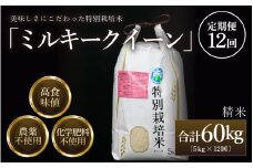 【先行予約】【令和7年産 新米】《定期便12回》 特別栽培米 ミルキークイーン 精米 5kg (計60kg)  農薬不使用 化学肥料不使用 ／ 高品質 鮮度抜群 福井県産 ブランド米 白米 あわら産 ブランド米 ※2025年10月上旬以降順次発送 [aw063-l002]