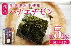 【先行予約】【令和7年産 新米】 化学肥料不使用ハナエチゼン 精米 5kg（5kg×1袋）　/ 米 白米 福井県あわら市産 ブランド米 美味しい 特別栽培米 減農薬 安心な米 旨味 甘み エコファーマー 冷蔵保管米 ※2025年8月下旬より順次発送 [aw010-a003]