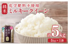 【先行予約】【令和7年産 新米】化学肥料不使用ミルキークイーン 精米5kg（5kg×1袋） / 白米 米 福井県あわら市産 美味しい 特別栽培米 安心な米 旨味 甘み もっちり エコファーマー 冷蔵保管米 冷めても美味しい ※2025年9月中旬より順次発送 [aw010-a007]