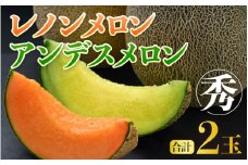 【先行予約】佐藤農園の赤肉と青肉食べ比べ計2玉（レノンメロン・アンデスメロン）農家直送 秀品 お届け！ / フルーツ くだもの 特産 旬 夏 果物 完熟  メロン 朝どれ 美味しい お取り寄せ 贈答 ※2026年6月中旬より順次発送 [aw069-a011]
