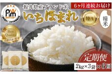 【令和7年産・新米】定期便6回 いちほまれ 精米 2kg×3袋×6回（計36kg）《お米マイスターが発送直前に精米！》／ 福井県産 ブランド米 ご飯 白米 新鮮 [aw064-k002]
