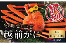 【年内発送・指定日着可】越前がに（オス）「ずわいがに」（400g～600g） 訳あり 1杯