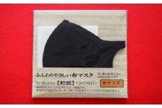越前布生地マスク10枚セット-黒-汚れ防止和紙入り(S/M/Lサイズから選択)Lサイズ