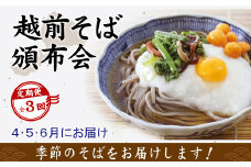 【3回定期便：2026年4月スタート】毎月季節の「越前そば」が届くお楽しみ頒布会（創業90余年の武生製麺）