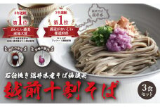 越前十割そば3食セット（越前福井産辛味大根・専用だしつゆ付き）／箱入り【越前そばHAMA庵】