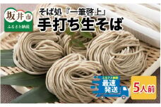 そば処『一筆啓上』 丸岡産 手打ち生そば 5人前 [A-0902]