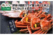 【電話連絡で安心】訳あり≪茹で≫越前ズワイ蟹(中) 3杯 と 干しカレイ 6匹【2026年1月～3月発送予定】 [O-1604]