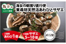 海女の朝獲り直行便 東尋坊天然活あわびとサザエ 【アワビ あわび さざえ 栄螺 貝 天然 魚貝 海産物 海鮮 鮮魚 刺身 BBQ 国産 産地直送】[E-6001]