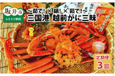【先行予約】【訳あり】【年3回お届け】 三国港 越前がに三昧 ～茹で！× 鍋！× 茹で！～ 【2025年11月中旬～2026年3月発送】 [P-4304]