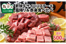 若狭牛サイコロステーキ食べ比べセット 霜降り＆赤身 計500g 【お試し用】  [B-1851]