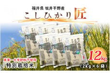 【令和6年産】農薬・化学肥料不使用 コシヒカリ匠 12kg (2kg × 6袋)（白米）[D-2922_01]