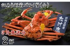 【電話連絡で安心】訳あり≪茹で≫越前ズワイ蟹(小) 2杯【2026年3月発送分】 [D-1601_03]