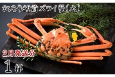 【電話連絡で安心】訳あり≪茹で≫越前ズワイ蟹(大) 1杯【2026年2月発送分】 [I-1601_02] 