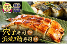 ふるさと福井の味自慢 浜焼き鯖の押寿司1本と穴子の棒寿司2本の3本セット 【ESSEふるさとグランプリ2021 銘品部門 金賞受賞！】【寿司 すし 焼きさば 押し寿司 さば寿司 焼き鯖寿司 ジューシー 名物 贈答 ギフト お土産 大人気】 [A-8402]