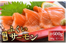 ふくいサーモン合計 600g（刺身用）100g× 6パック 真空冷凍【サーモン 鮭 刺身 さけ サケ さかな 魚 人気 海鮮 海鮮食品 小分け お刺身用 生食用 生食可 低脂肪 低カロリー ヘルシー 冷凍 国産】レビューキャンペーン実施！ [B-6209]