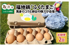 【月2回お届け】定期便 毎月数量限定！平飼い福地鶏「ふくたまご」 10個 （2パック） × 2回 [A-4934]