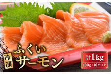ふくいサーモン 1kg (刺身用)　真空冷凍　100g × 10パック【サーモン 鮭 刺身 さけ サケ さかな 魚 人気 海鮮 海鮮食品 小分け お刺身用 生食用 生食可 低脂肪 低カロリー ヘルシー 冷凍 国産】 [C-6203]