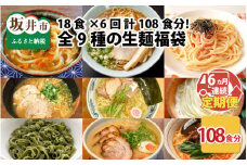 【6ヶ月連続お届け】麺好き必見！生麺福袋 （ラーメン・うどん・パスタ）18食 × 6ヶ月 計108食 [F-3201]