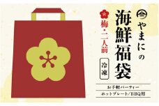 やまにの海鮮福袋 梅 2人前（お手軽パーティ/ホットプレートやBBQ用）特製タレ付き！【魚介類 海鮮 福袋 冷凍 詰め合わせ アウトドア キャンプ】 [A-4360]