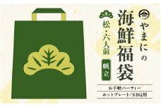 やまにの海鮮福袋 松（ホタテ）6人前（お手軽パーティ/ホットプレートやBBQ用）特製タレ付き！【魚介類 海鮮 帆立 福袋 冷凍 詰め合わせ アウトドア キャンプ】 [D-4304]